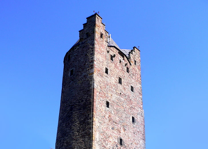 tower, castle, middle ages, ruin, bad wildungen, sky, blue
