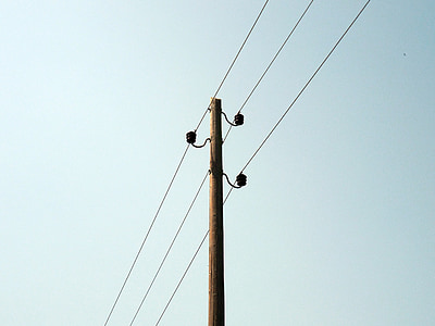 linjen, kraftledning, elstolpar, mast, telefon, analog kommunikation, kommunikation