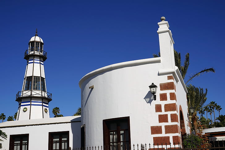 Puerto del carmen, pristanišča, svetilnik, nebo, Lanzarote