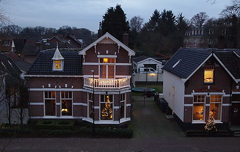 Domy, historyczne, Miasto, Scena na ulicy, gród, Holandia, Architektura