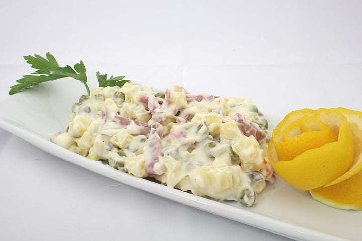 italian salad, mayonnaise, garnish, appetizer, cold appetizers, help, food