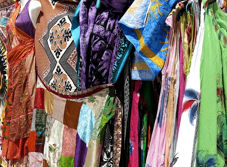 handdukar, färgglada, mönster, Portugal, klänningar, kläder, mode