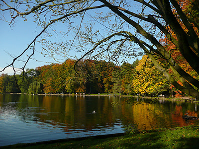 lake, autumn, fall, nature, water, sky, season