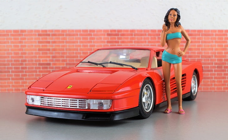 μοντέλο αυτοκινήτου, Ferrari, Testarossa, σπορ, κόκκινο, όχημα, παιχνίδια