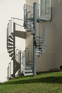 lépcsők, csigalépcső, fokozatosan, megjelenése, fém, épület, építészet