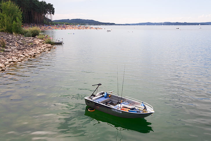 boot, fishing boat, leisure, lake, beach, swim, sand beach