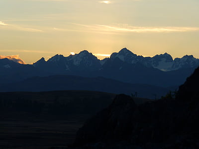los Andes, montañas, Perú, montaña, naturaleza, pico de la montaña, puesta de sol