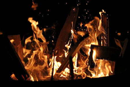 fire, hot, embers, flame, heat, burn, campfire