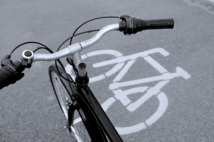 bicycle path, bicycle signs, bike, black and white, bicycle, cycling, transportation