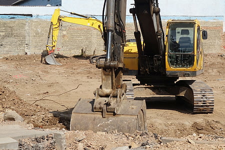 excavators, site, spoon, construction machine, backhoe bucket, blade, construction work