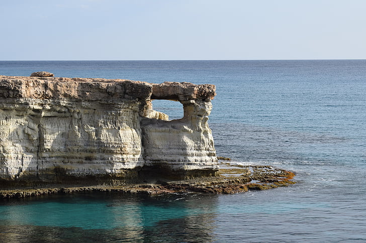 Kypr, Cavo greko, mořské jeskyně, okno, Já?, mys, pobřeží