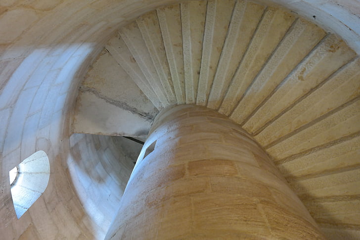 spiralno stubište, stepenice, pojava, postupno, stubište, kamena, daleko