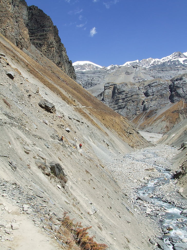 mountain, steep, landscape, nepal, himalayan