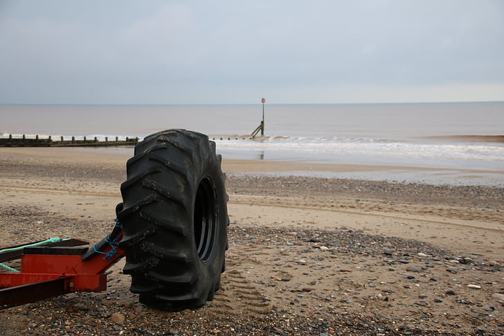 tyre on beach, seaside, beach, tyre, sea, sand, water
