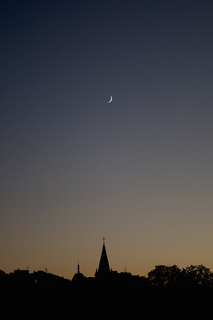 crescent, moon, night, time, architecture, building, structure