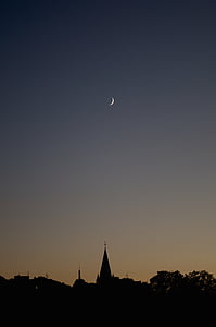 crescent, moon, night, time, architecture, building, structure