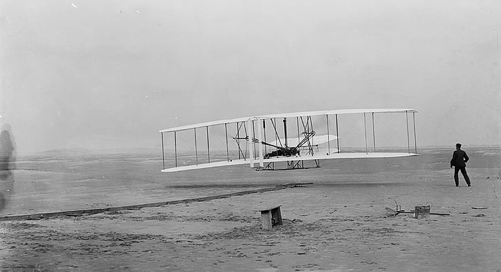 Wright fivérek, repülőgép, repülőgép, teszt, klasszikus, személy, repülő