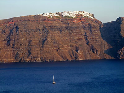 krateru, morze, Santorini, Grecja, Cyklady, wakacje, Turystyka