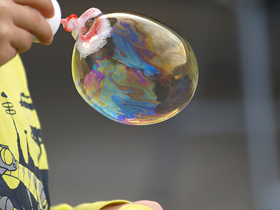 soap bubble, blow, bubble ring, shimmer, colorful