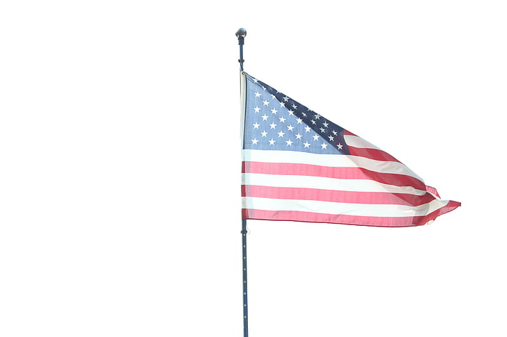 bendera Amerika Serikat, melambai-lambaikan bendera Amerika, Amerika Serikat, melambaikan, cerah