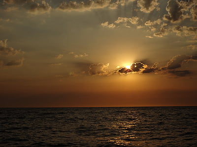 日の出, 海, 海, 水, 休日, ロマンチックです, 海岸
