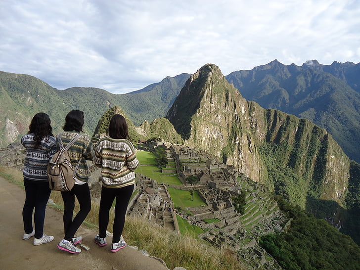 vrienden, reizen, Machu Picchu, toeristen