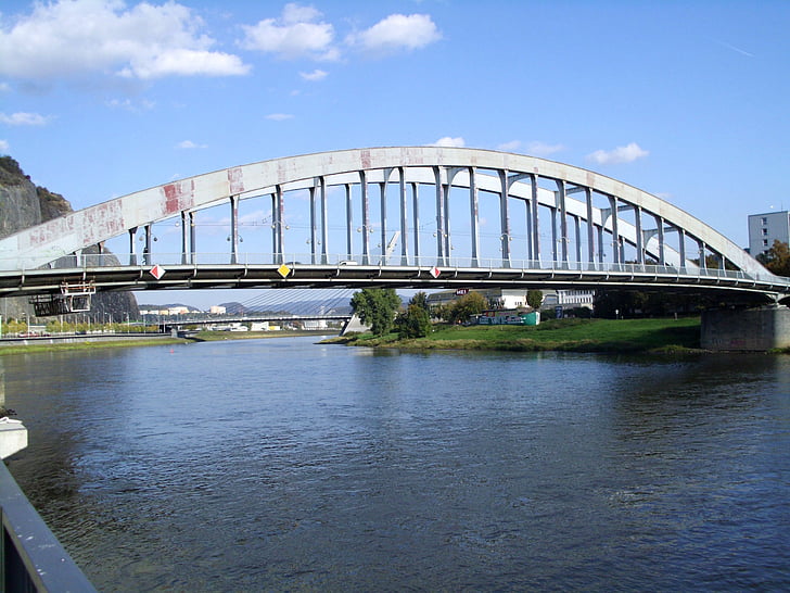 bridge, bridge of benes, river, elbe, water, transportation, crossing