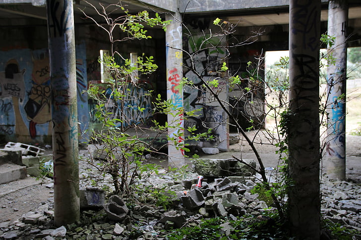 abbandonato, Casa, Graffiti, Urbex, Pirou, rurex, pianta