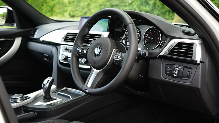 automobile, BMW, car, car interior, dashboard, gear selector, gear shift