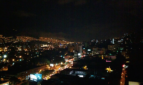 Medellín, Kolumbia, Scena nocy, panoramiczne, Architektura, Skyline, Miasto