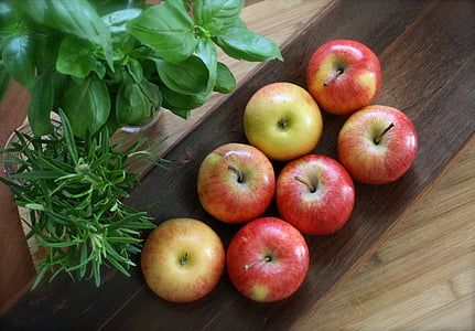 obuolių, dėklas, šviežumo, patiekalas, sudedamoji dalis, maisto, plokštelė