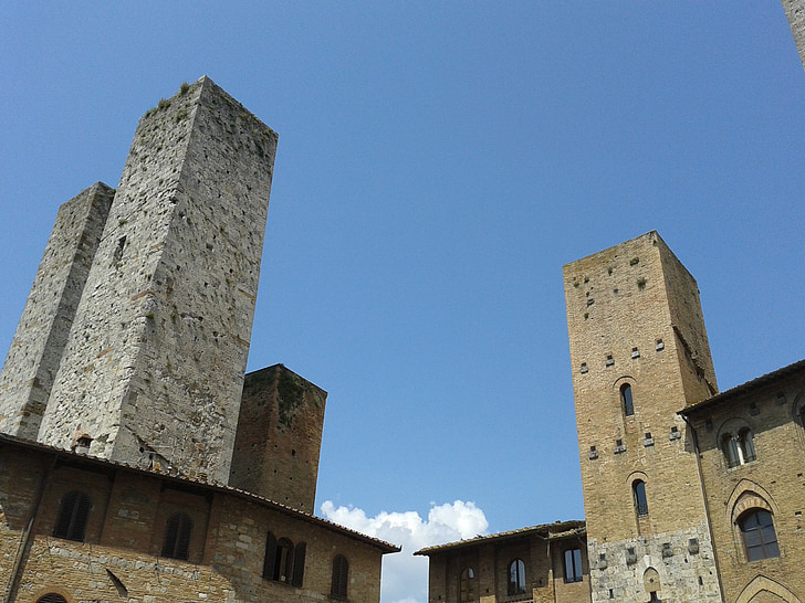 San, Gimignano, Romantica, tornyok, Toszkána, történelmi központ, építési