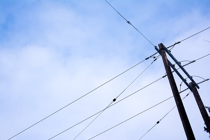 black, electric, post, cable, photo, power lines, electrical