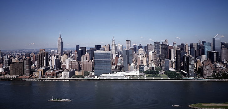 Panoráma města, Manhattan, Panorama, pohled, orientační bod, NYC, městský