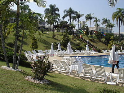Hotel, luksusowe, basen, Luksusowy hotel, relaks, pływanie, na zewnątrz