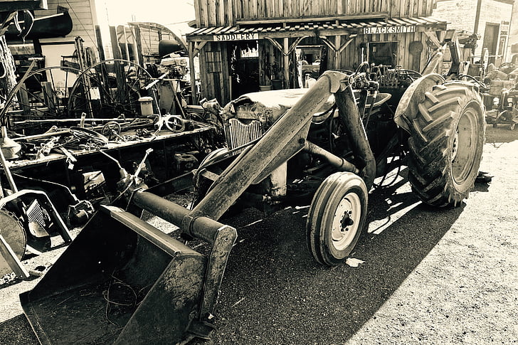 traktors, vecais, izmantot, mašīnas, lauksaimniecība, lauksaimniecības, iekārtas