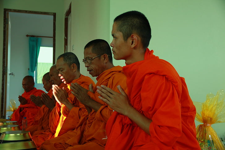 budhistické, mních, budhizmus, náboženské, tradičné, Thajsko, kultúrne