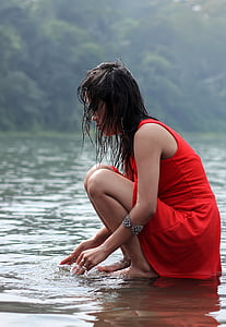 woman, female, lake, water, beauty, model, photography