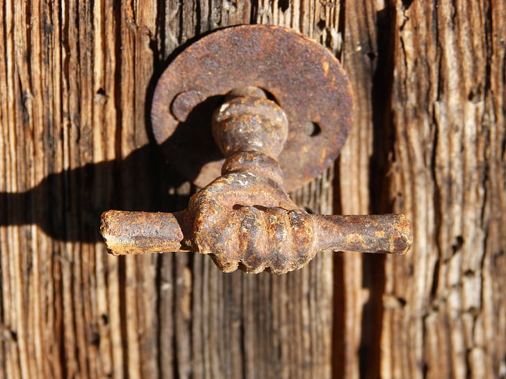 vrata, ročaj, stari, Vintage, železa, lesa