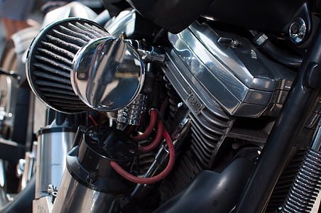 filtro dell'aria, Harley davidson, motore, moto, cromo lucido, bicromato di potassio, splendente