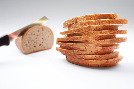 kruh, kriška kruha, nož, rez, hrana, doručak, užina