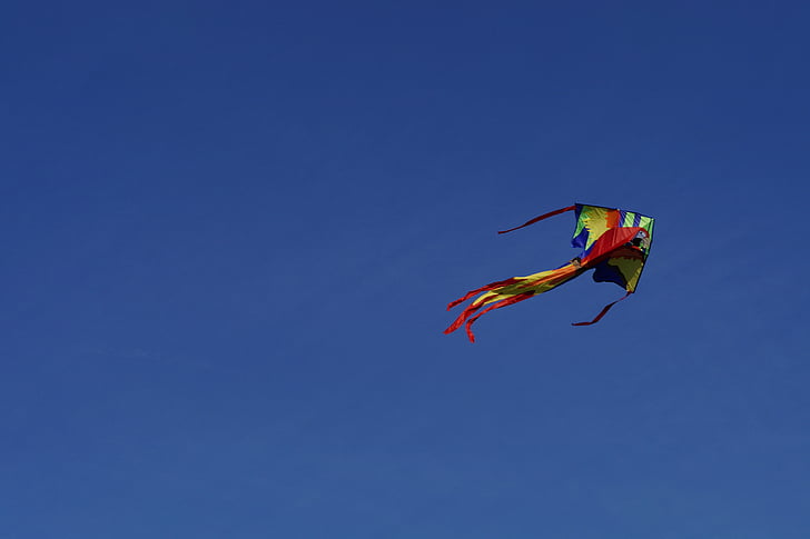Dragon, glente flyvende, kites stige, Sky, blå, efterår, vind