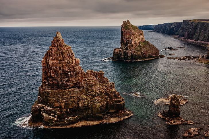 rock, stacks of duncansby, scotland, north of scotland, john o'groats, coast, pikes