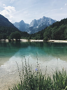 озеро, горы, очистить, свежий, прозрачный, спокойствие, отражение
