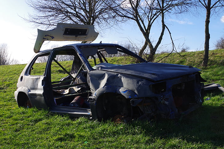 coche, restos del naufragio, Joyrider, objeto de dumping, quemado, vehículo, Thamesmead