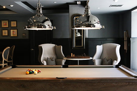 billiard table, chairs, furnitures, indoors, room, sofas, luxury