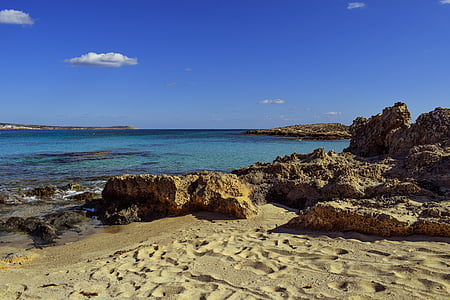 paplūdimys, Cove, smėlio, Gamta, jūra, mėlyna, Horizontas