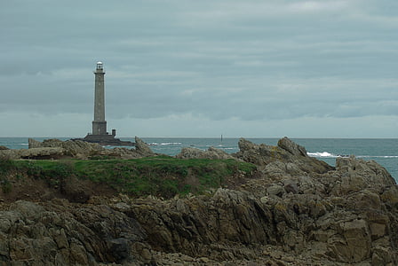Normandia, világítótorony, navigáció, szemafor, tenger, tengerpart, rock - objektum