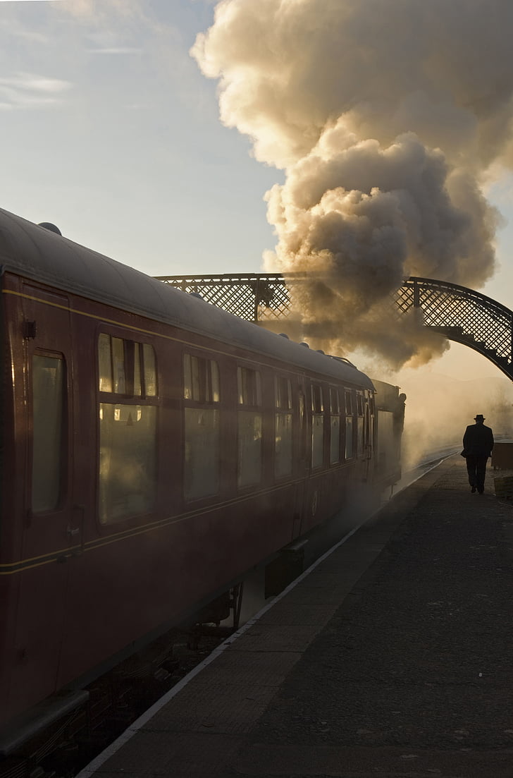 a vonat, Steam, Vintage, sziluettjét