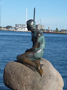 sjöjungfru, Köpenhamn, skulptur, sagor, vatten